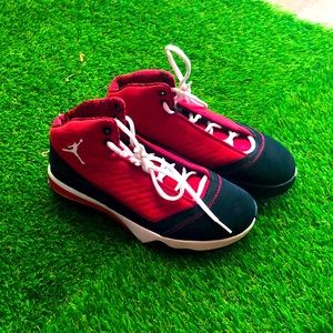 Jordan red and black multi-color sneakers